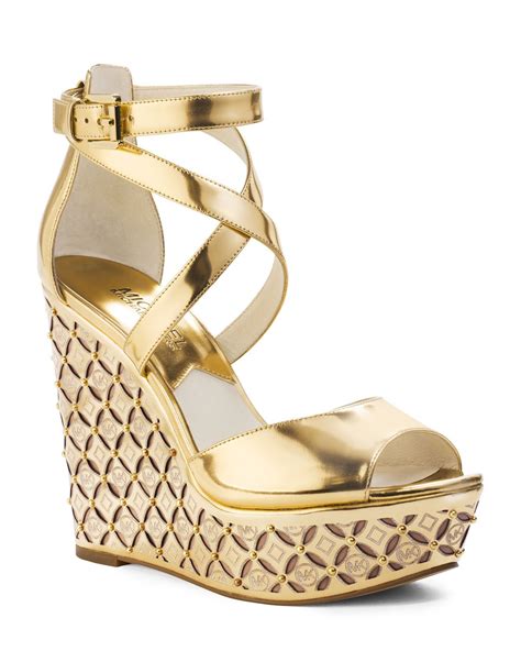 gold michael kors wedges